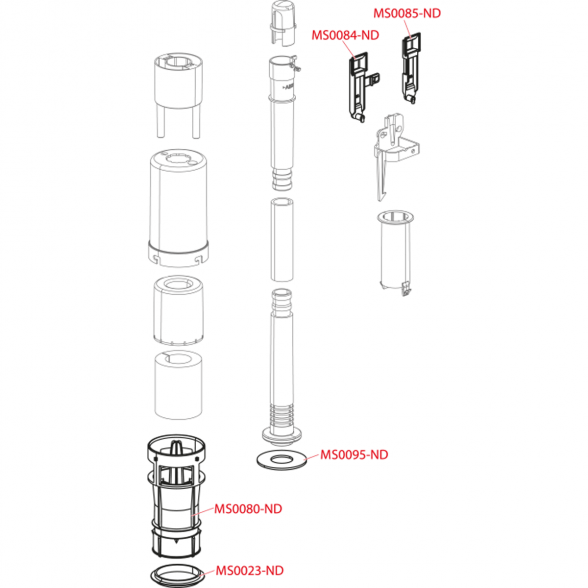 Vandens nuleidimo mechanizmas potinkiniam Slim 8,3 cm rėmui ALCADRAIN A09B 1