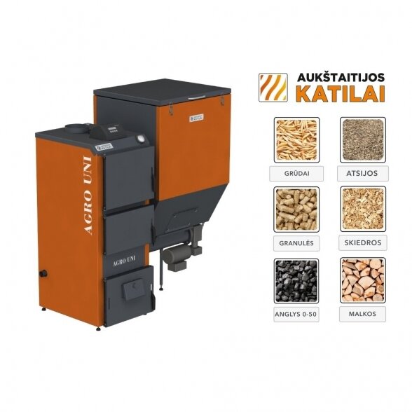 Universalus granulinis katilas AUKŠTAITIJOS KATILAI Agro Uni 40 kW 2