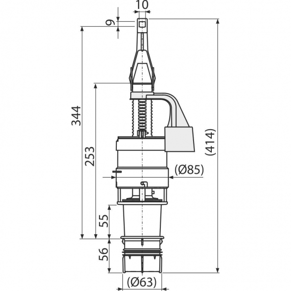 Vandens nuleidimo mechanizmas 850 mm aukščio potinkiniam rėmui ALCADRAIN A06-850 1