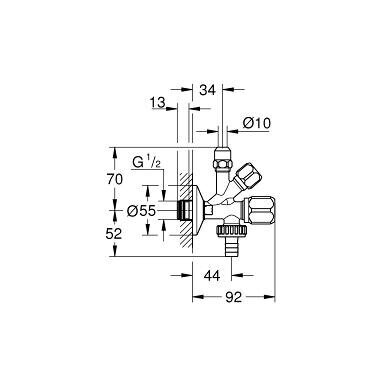 Ventilis kampinis GROHE 1/2" x 3/8" x 3/4", 22036000 1