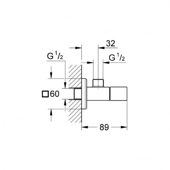 Ventilis kampinis GROHE Eurocube 1/2" x 1/2", 22013000 1