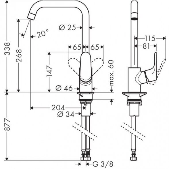 Virtuvės (plautuvės) maišytuvas HANSGROHE Talis M41, 31820670 1