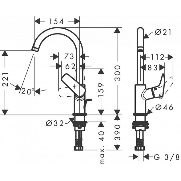 Virtuvinis (plautuvės) maišytuvas HANSGROHE Logis 71130000 3