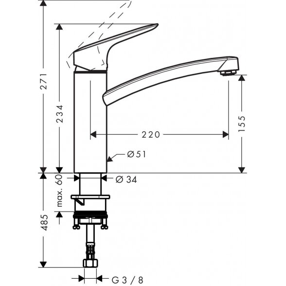 Virtuvinis (plautuvės) maišytuvas HANSGROHE Logis 71832000 3