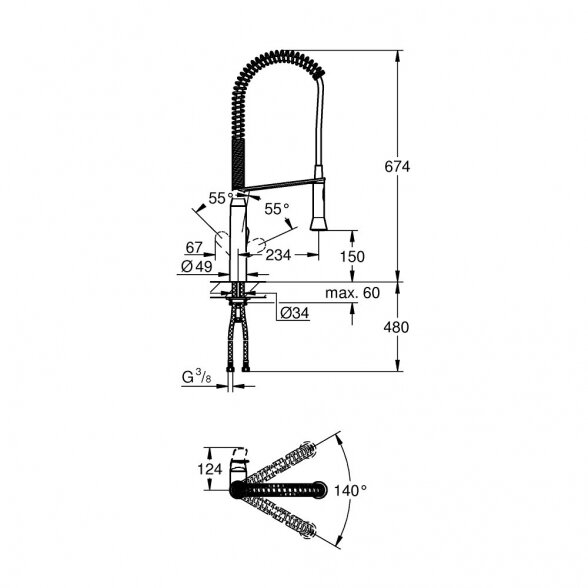 Virtuvinis (plautuvės) maišytuvas GROHE K7, 32950DC0 2