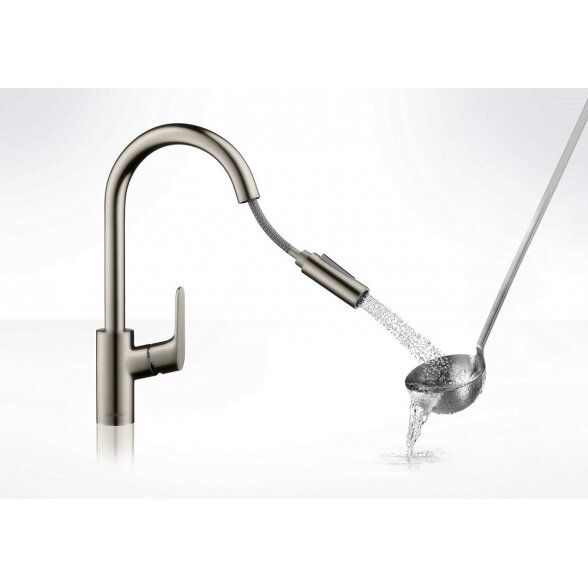 Virtuvinis (plautuvės) maišytuvas su ištraukiamu snapu HANSGROHE Focus, 31815800 1