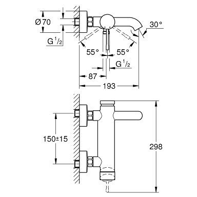 Vonios - dušo maišytuvas GROHE Essence New, 33624GL1 1