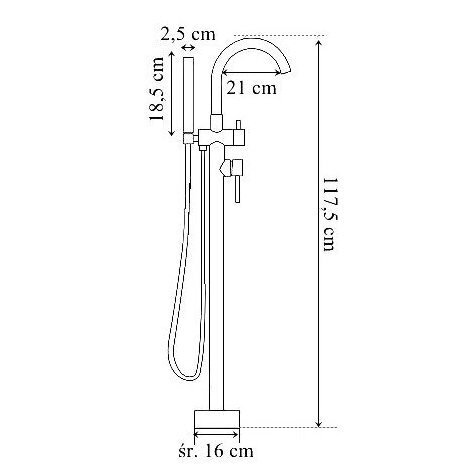 Vonios maišytuvas iš grindų SAPHO Rhapsody, juodas matinis, R5021-TZ-BLACK 3