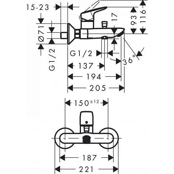 Vonios - dušo maišytuvas HANSGROHE Logis, 71400000 4