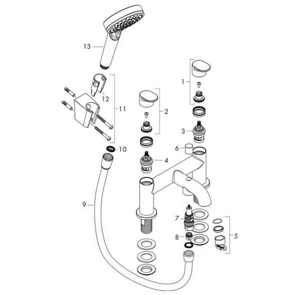 Vonios maišytuvas 2 skylių HANSGROHE Vernis Blend, 71461670 2