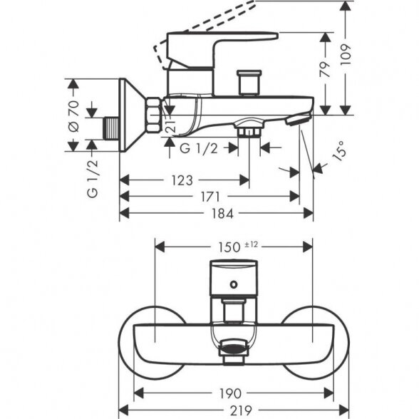 Vonios maišytuvas HANSGROHE Vernis Blend, 71440670 1