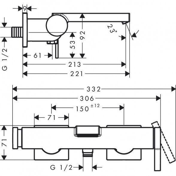 Vonios maišytuvas HANSGROHE Tecturis E, 73420670 1