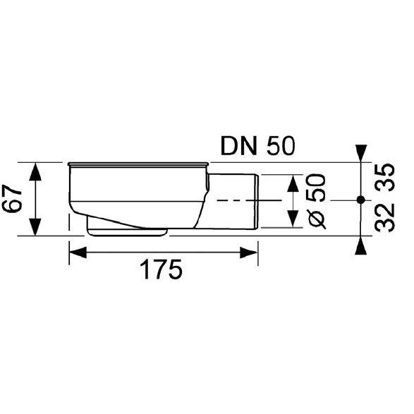 Žemas sifonas TECEdrainline DN 50 horizontalus 2